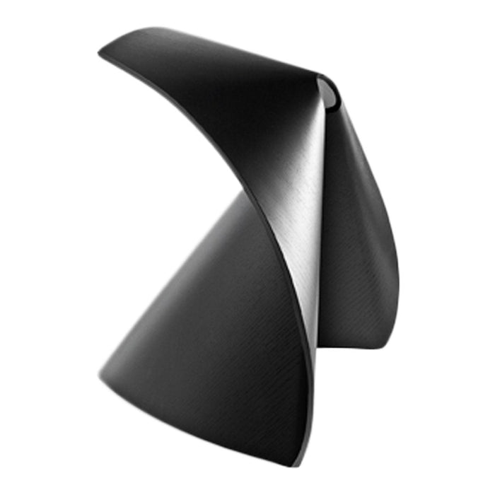 Sleek black lamp with smooth, curved surfaces and a modern, minimalist design. Ideal for contemporary decor.