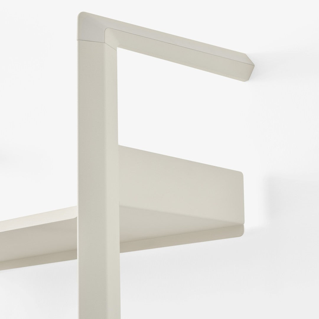 Sleek light beige shelving unit with minimalistic design and smooth matte finish. Perfect for modern interiors.