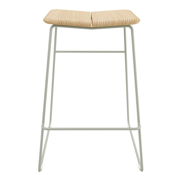 Light beige textured seat with chevron pattern, supported by a sleek white metal frame. Ideal for modern spaces.