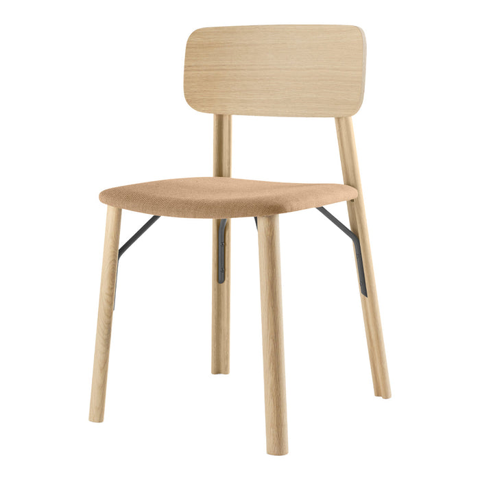 Natural wood chair with a light oak finish and minimalistic design, featuring smooth, clean lines and no visible patterns.