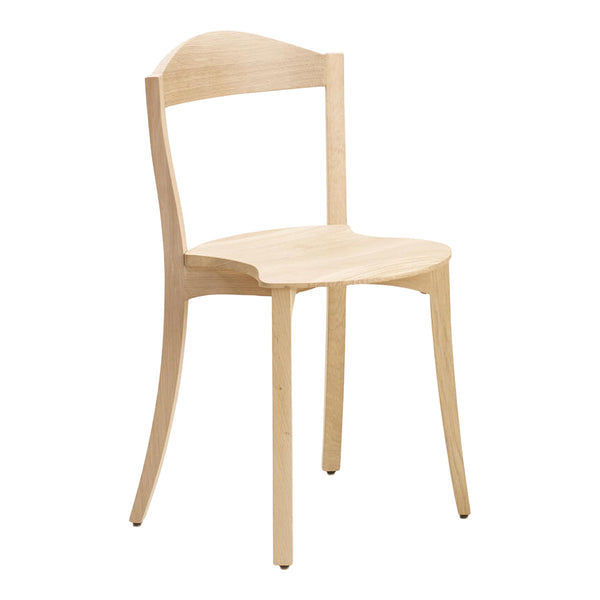Light natural wood chair with a smooth, minimalist design featuring gentle curves and no visible patterns.