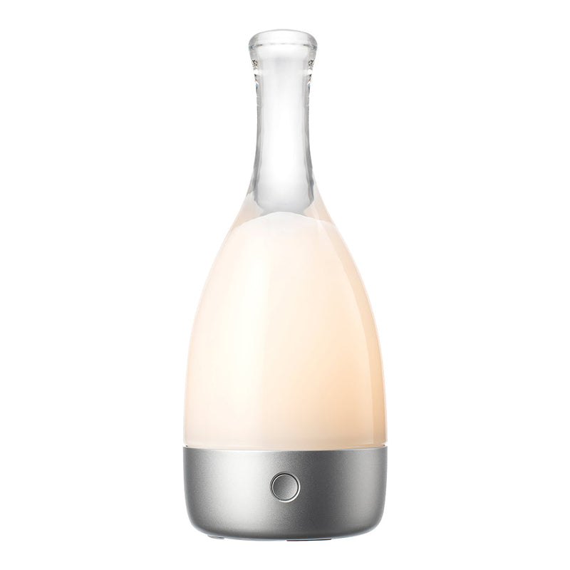 Elegant glass diffuser with a gradient of soft cream and silver accents, creating a modern, minimalistic aesthetic.
