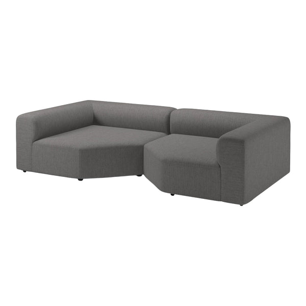 Gray sectional sofa with clean lines and a modern, minimalist design. Perfect for contemporary living spaces.