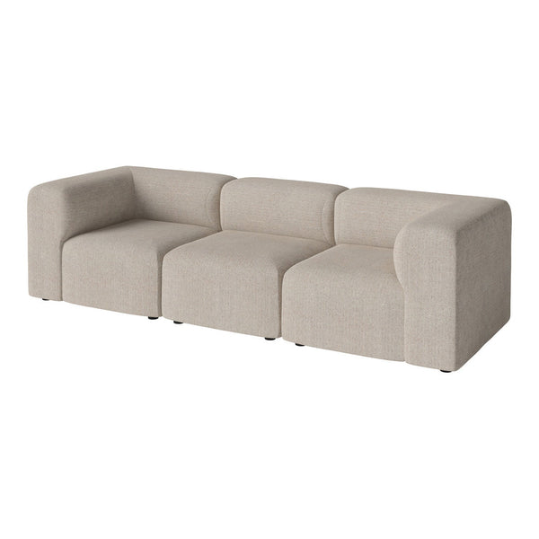 Light beige modern sofa with a smooth texture and minimalistic design, featuring clean lines and no visible patterns.