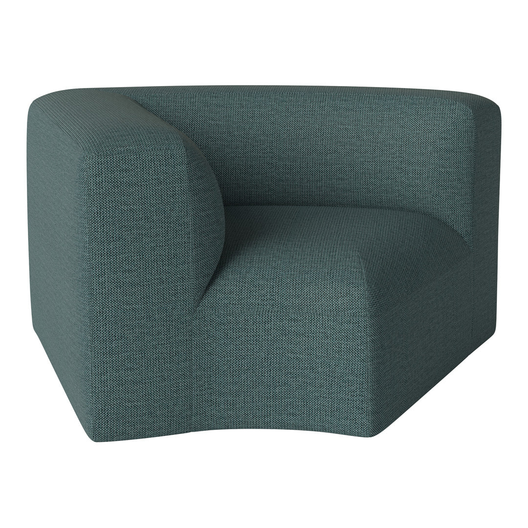 Teal corner sofa with subtle textured pattern, perfect for modern interior decor.