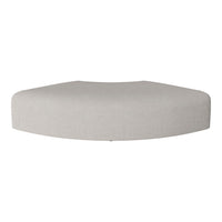 Light gray upholstered ottoman with a smooth, subtle texture, perfect for modern decor.