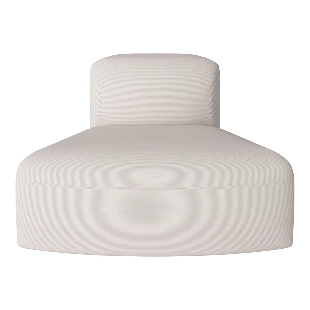 Light cream chaise lounge with subtle textured pattern, offering a modern and minimalist aesthetic.