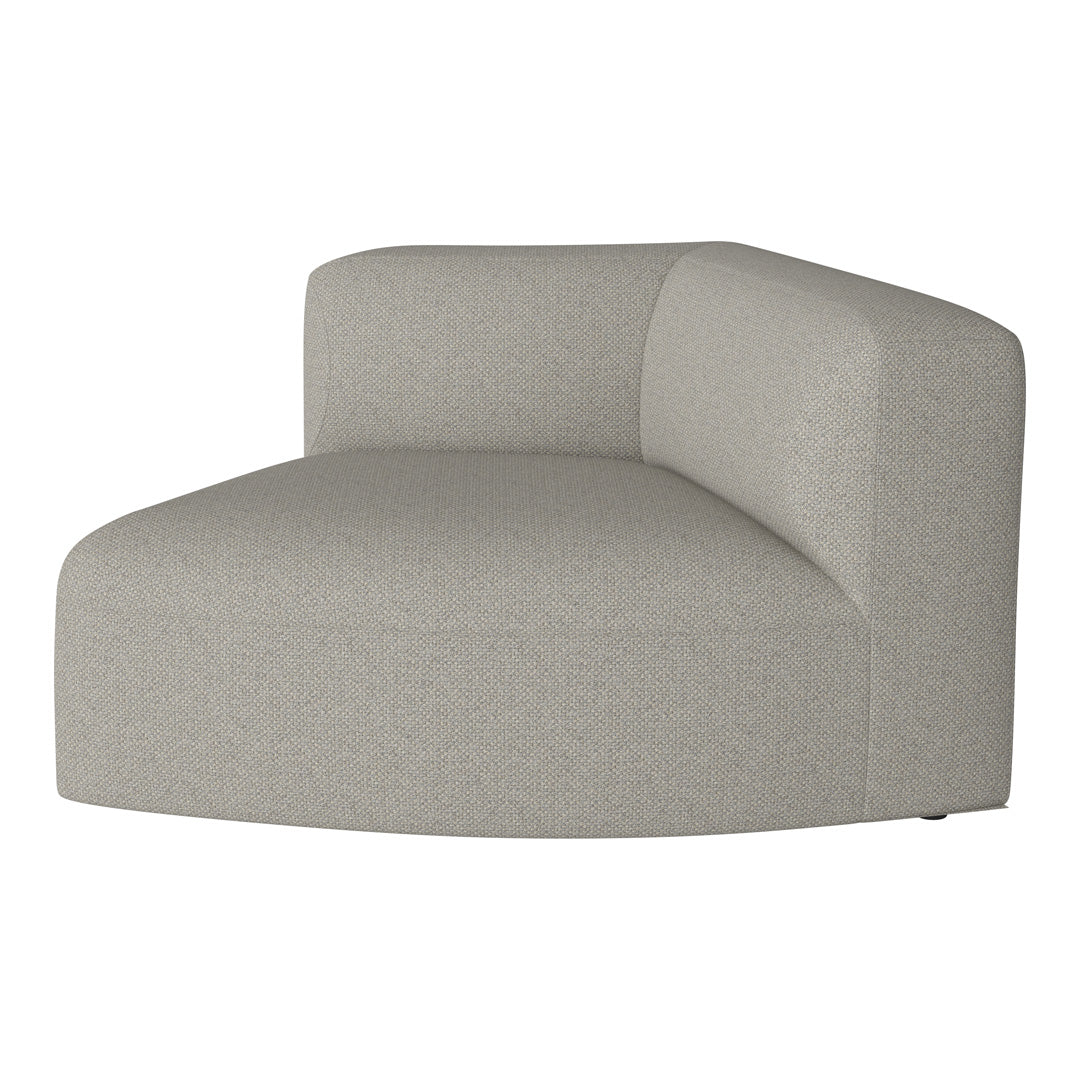 Light gray curved accent chair with a subtle textured pattern, perfect for modern living spaces.