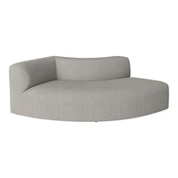 Light gray curved sofa with a smooth, subtle texture and minimalist design. Perfect for modern aesthetics.