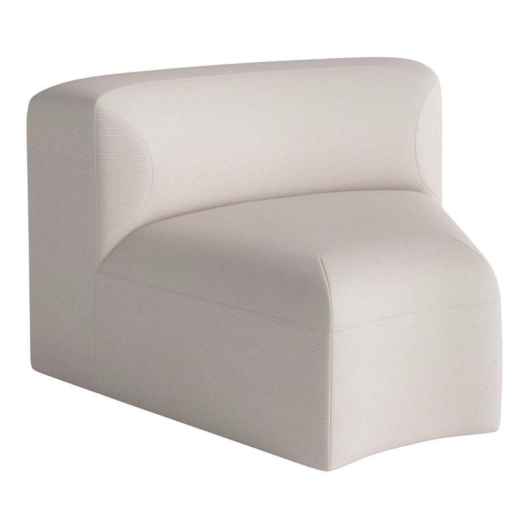 Modern cream accent chair with subtle textured stripes for a chic, minimal look. Perfect for contemporary decor.