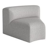 Light gray upholstered chair with a soft, textured fabric and a minimalist, modern design. Ideal for contemporary decor.