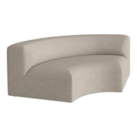 Beige curved sofa with a textured, soft fabric finish, adding elegance to modern interiors.