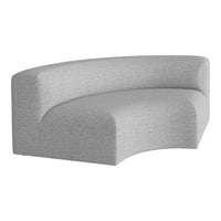 Curved gray sofa with a textured pattern, perfect for modern decor.