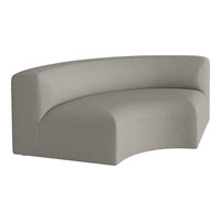 Curved gray upholstered sofa with a subtle textured pattern, perfect for modern living spaces.