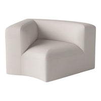 Modern cream corner chair with subtle textured stripes, perfect for minimalist decor.
