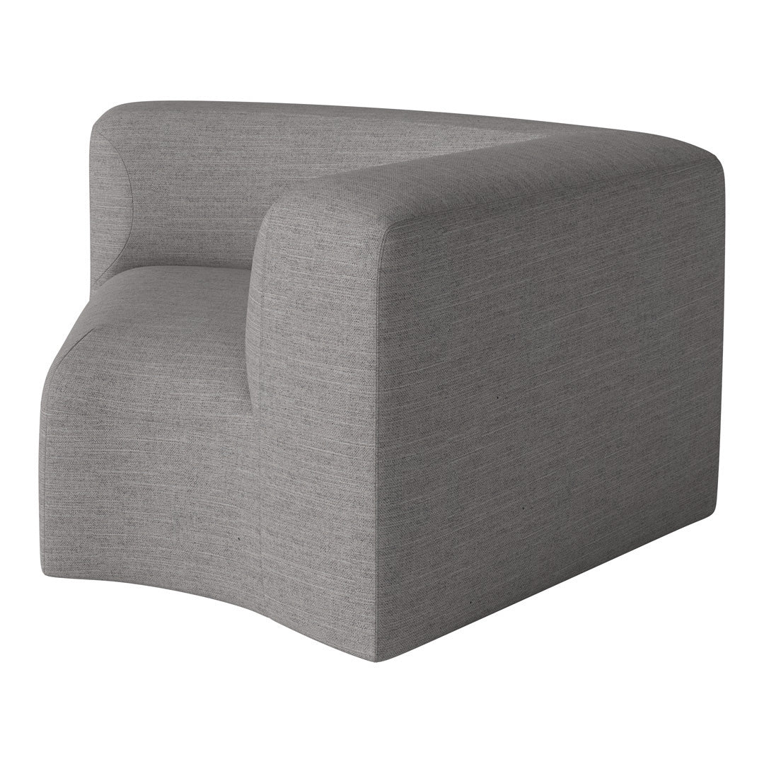 Modern gray upholstered chair with a sleek, minimalist design and subtle textured pattern. Perfect for contemporary spaces.