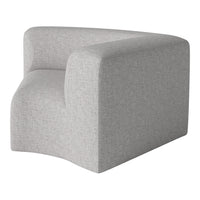 Gray upholstered modular chair with a textured pattern, featuring a modern, curved design.