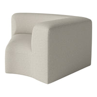 Light gray textured armchair with a modern, minimalist design. Soft fabric adds cozy sophistication to any space.