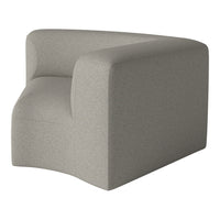 Stylish gray upholstered armchair with subtle textured pattern, perfect for modern living spaces.
