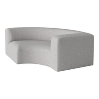 Curved grey sofa with a subtle textured pattern, perfect for modern interiors. Ideal for minimalist living spaces.
