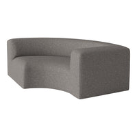 Curved gray sofa with a textured pattern, perfect for modern living spaces.