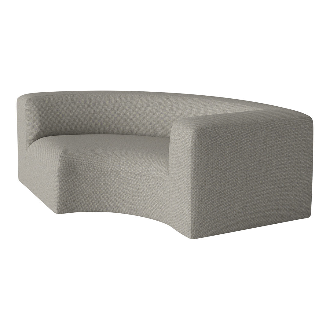 Curved gray sofa with a subtle textured pattern, ideal for modern living spaces.