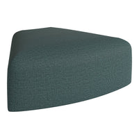 Teal-textured triangular ottoman with a smooth, contemporary design, perfect for modern interiors.