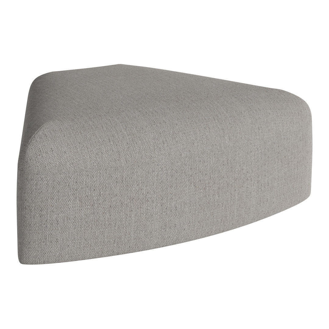 Gray textured fabric corner ottoman with a sleek design for modern decor.