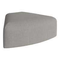 Gray textured fabric corner ottoman with a sleek design for modern decor.