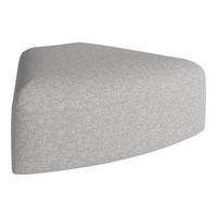 Light gray triangular ottoman with a subtle textured pattern, perfect for contemporary decor.