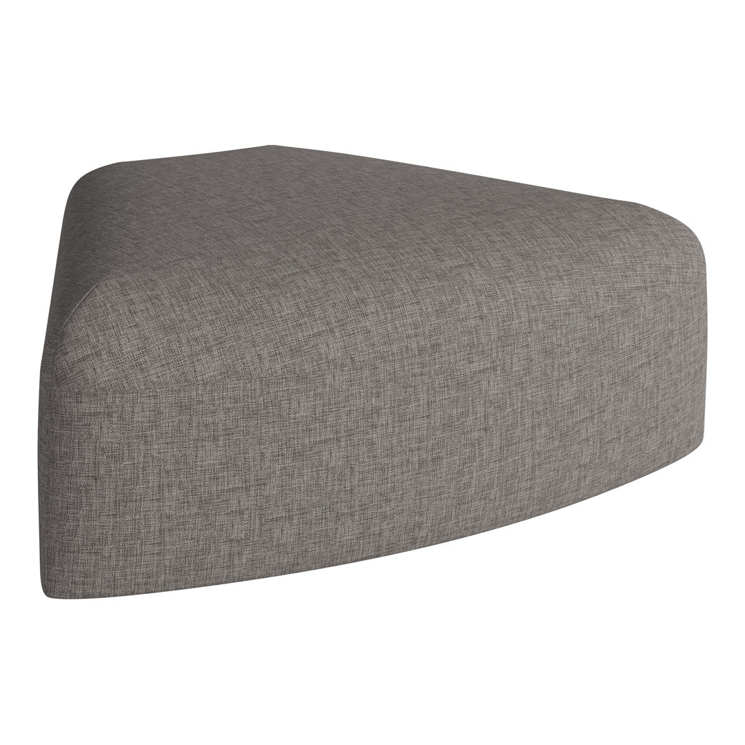Gray textured triangular cushion with a subtle woven pattern, ideal for modern decor.