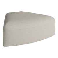 Beige triangular ottoman with a textured weave pattern, perfect for modern interior decor.