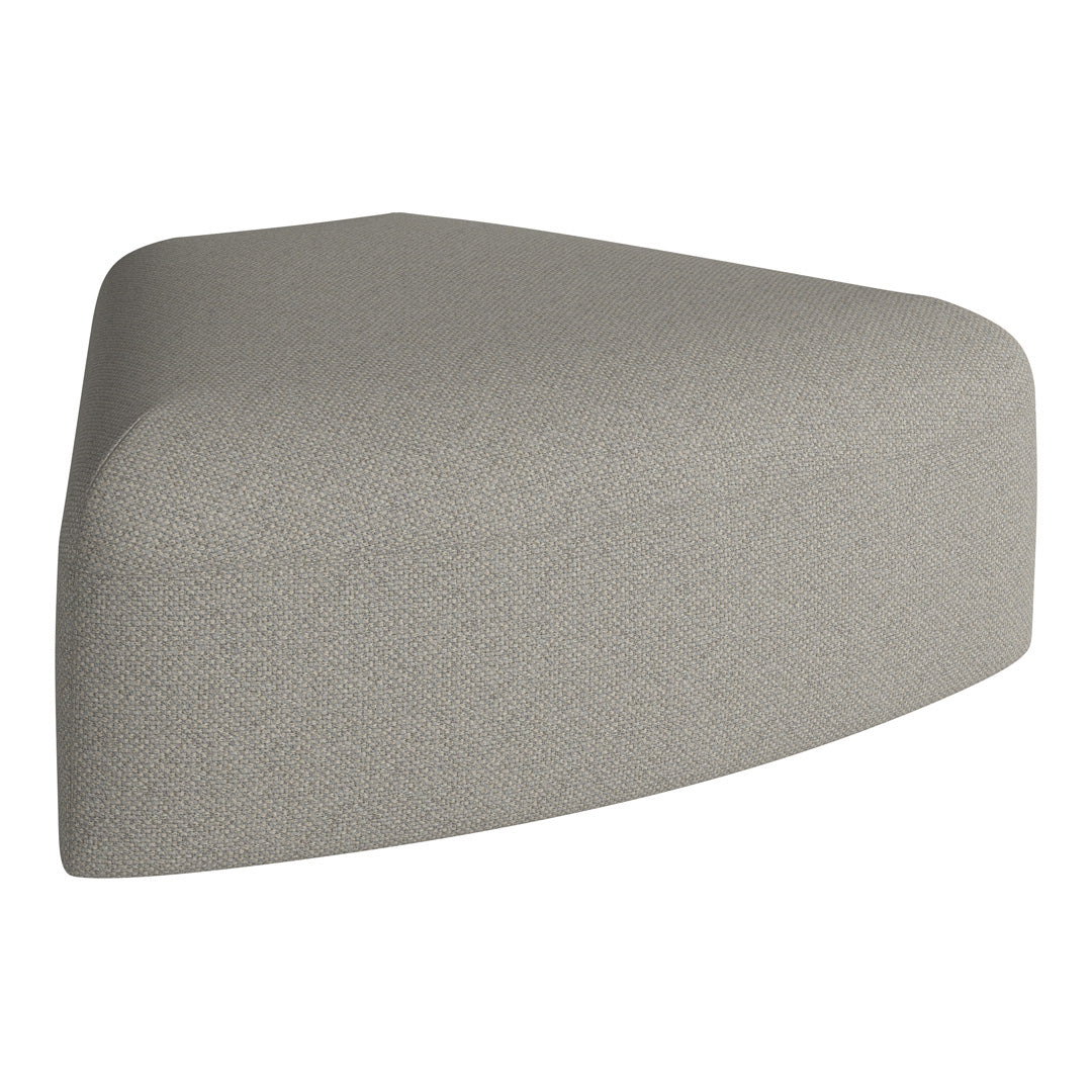 Gray textured fabric accentuated by subtle light and dark speckles in a modern triangular shape.