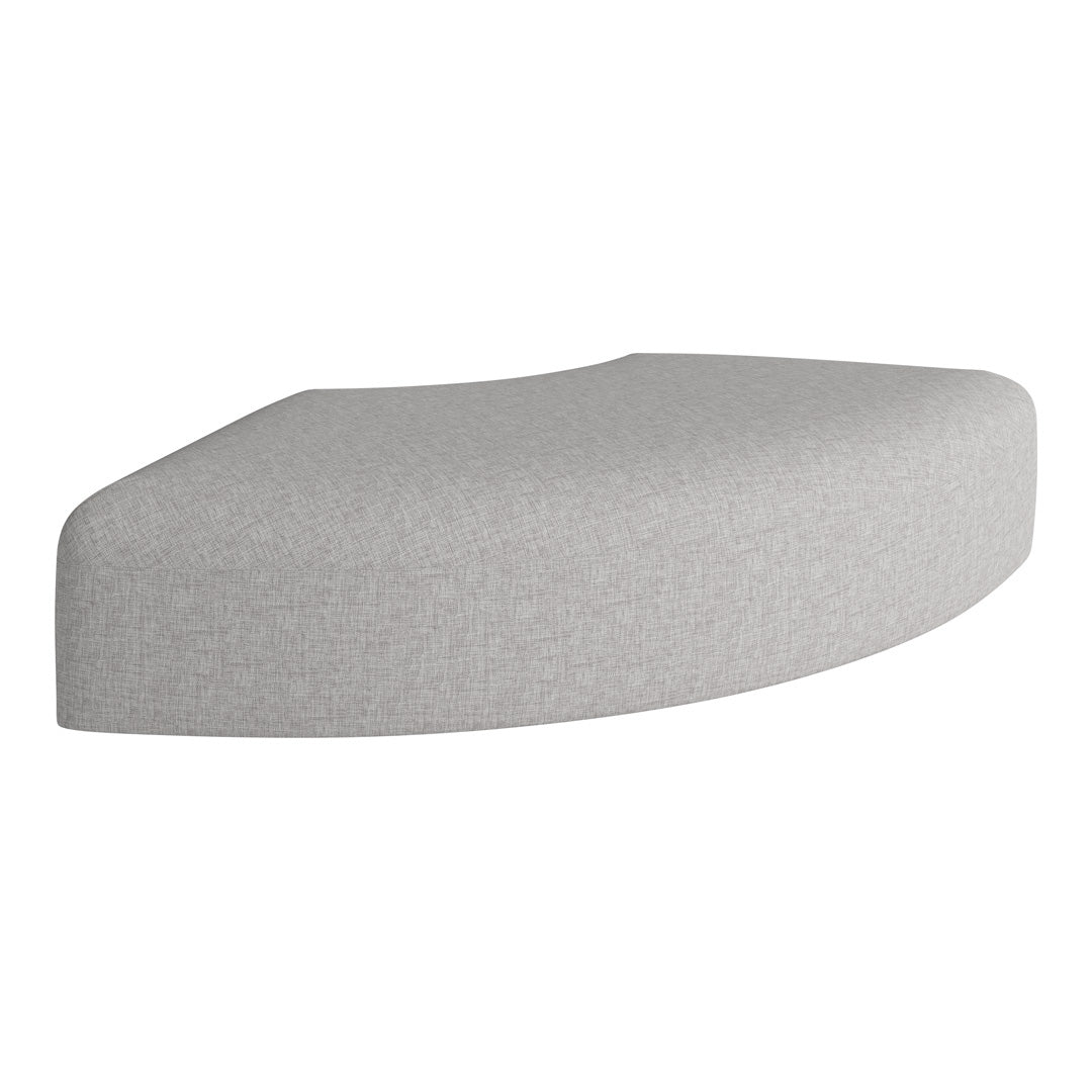 Curved light gray cushion with a subtle textured pattern, perfect for a modern aesthetic.