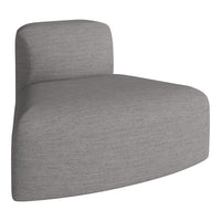 Gray upholstered lounge chair with a smooth, textured finish and contemporary curved design. Perfect for modern spaces.