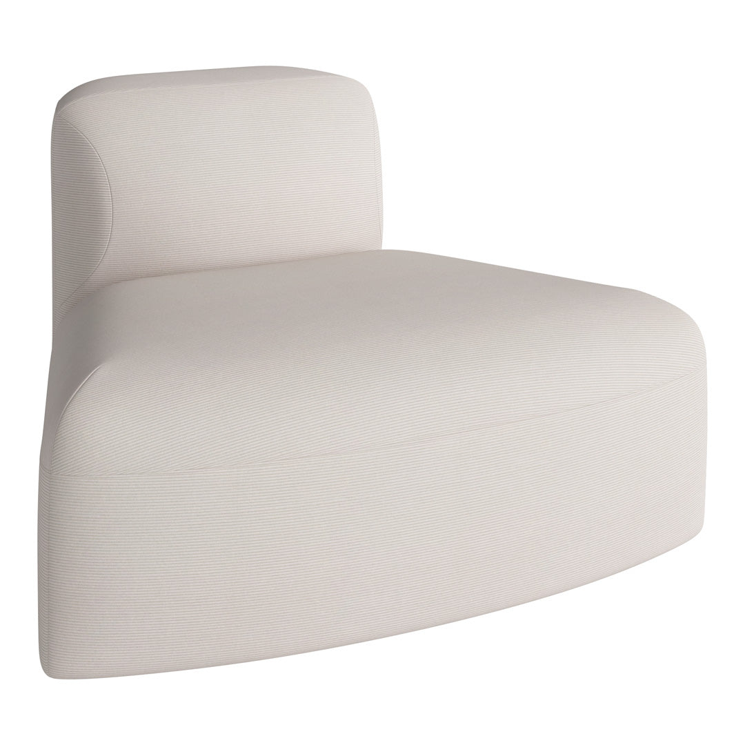Modern beige accent chair with subtle striped texture, perfect for stylish home decor.