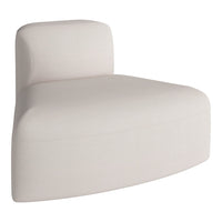 Modern beige accent chair with subtle striped texture, perfect for stylish home decor.