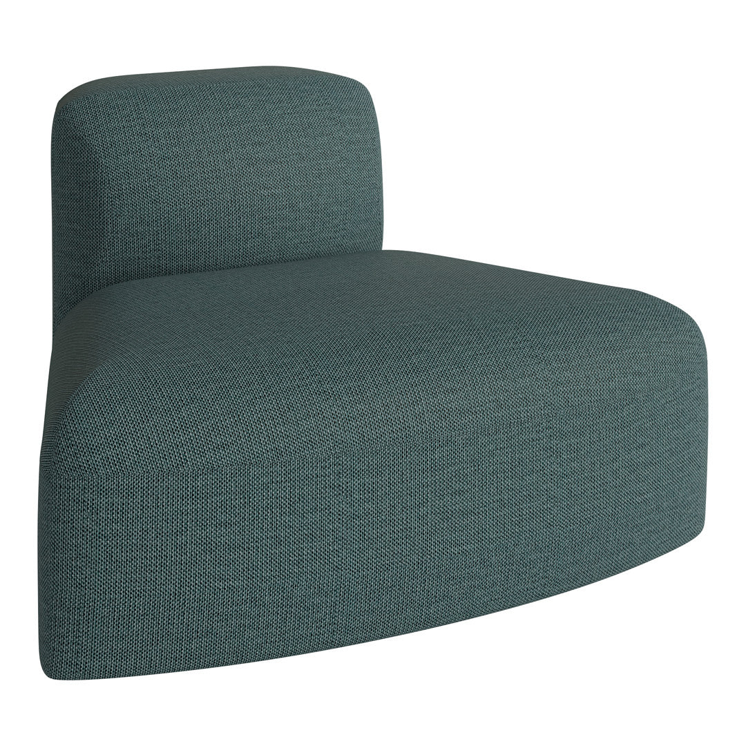 Textured teal lounge chair in a modern, minimalist design, featuring a sleek, curved silhouette.