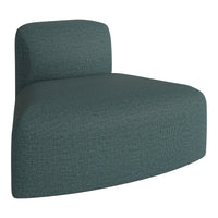 Textured teal lounge chair in a modern, minimalist design, featuring a sleek, curved silhouette.