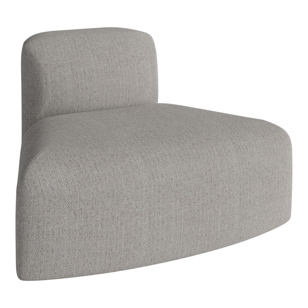 Grey textured upholstery in a modern, rounded chair design, featuring subtle patterns for elegant decor.