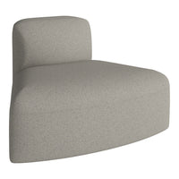 Textured gray fabric lounge chair with a modern, curved design and a subtle pattern for contemporary decor.