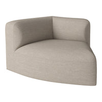 Beige corner sofa with a soft, textured fabric and smooth, rounded edges, ideal for modern interiors.