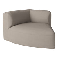 Beige curved corner sofa with subtle textured stripes for a modern, sophisticated look. Perfect for stylish interiors.