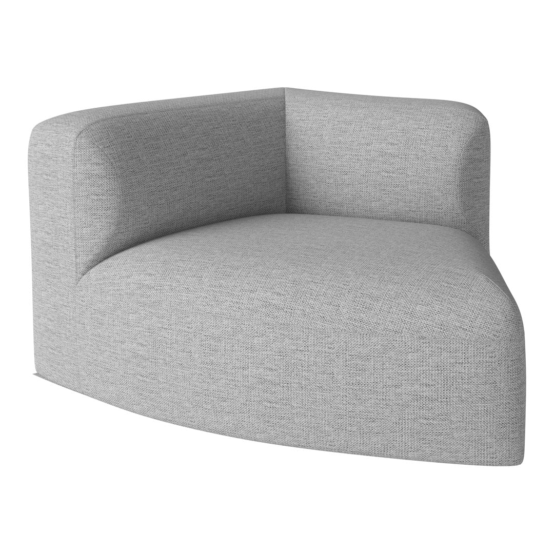 Gray modern corner sofa with a textured fabric pattern, perfect for contemporary living spaces.