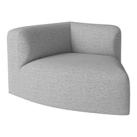 Gray modern corner sofa with a textured fabric pattern, perfect for contemporary living spaces.