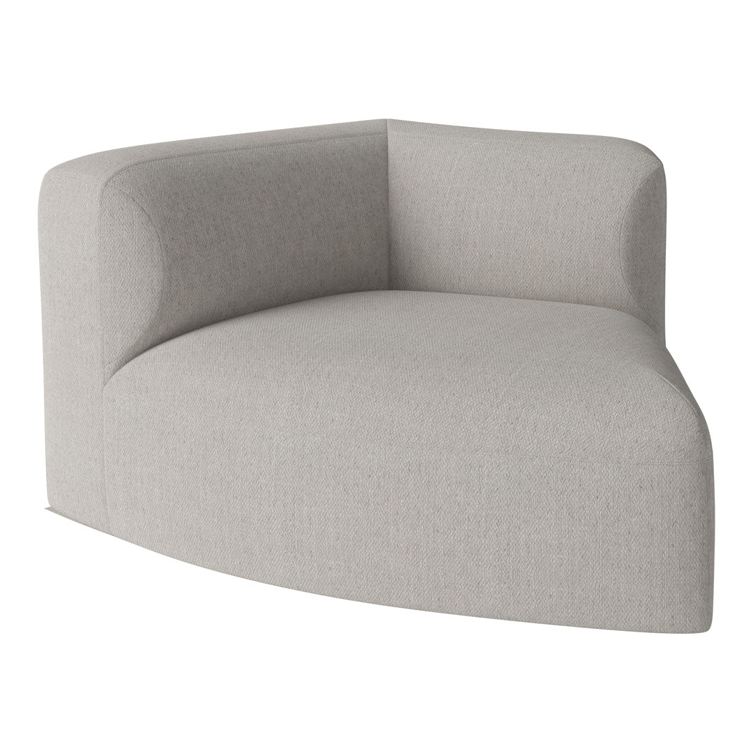 Light gray corner sofa with a soft, textured fabric pattern; modern, minimalist design accentuates any space.