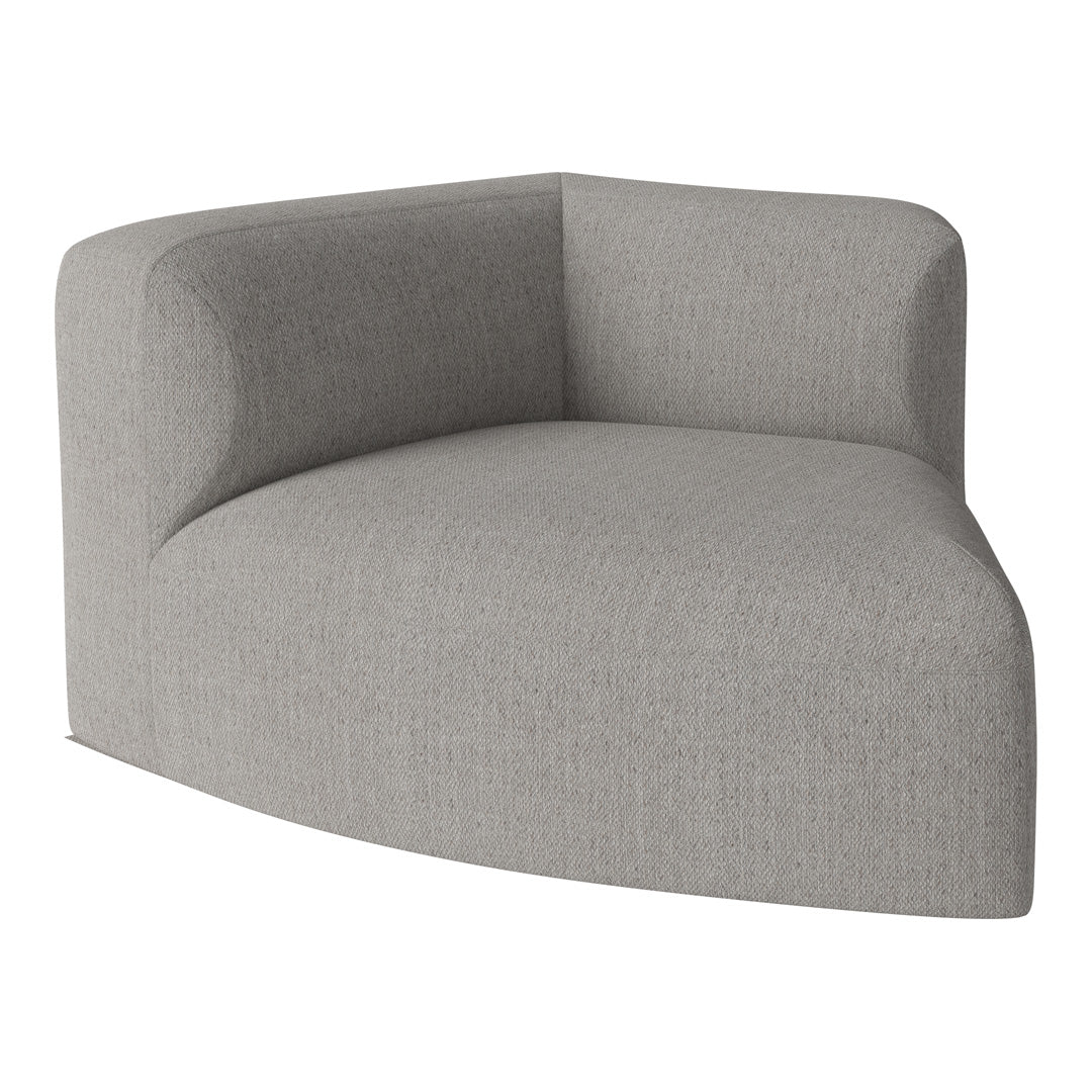 Grey modern corner sofa with a textured fabric finish. Clean lines enhance its contemporary style. 