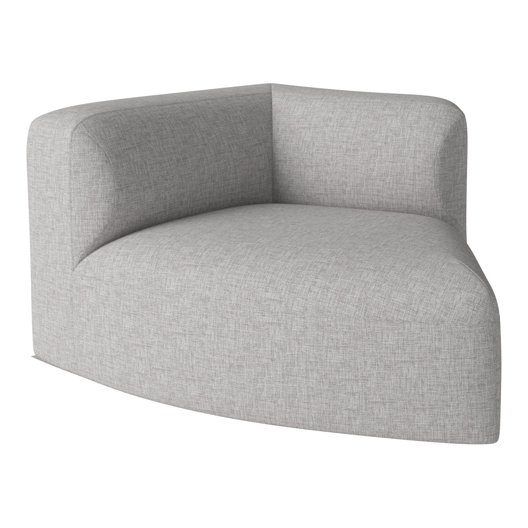 Grey textured corner couch with a modern minimalist design. Ideal for stylish decor.