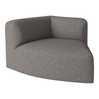 Gray textured corner sofa with a contemporary design and soft, rounded edges. Perfect for modern living spaces.