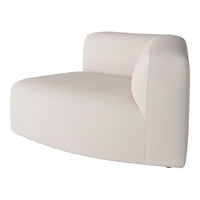 Curved white lounge chair with a subtle textured pattern, perfect for modern interiors.